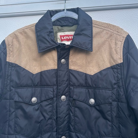 Levis Jacket Mens S Black Barstow Quilted Western Shacket Packable Overshirt - Picture 12 of 16